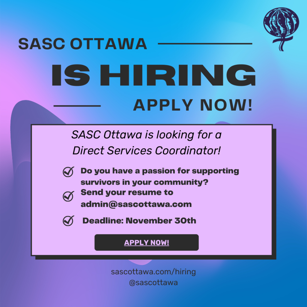 SASC Ottawa Is Hiring! Direct Services Coordinator Position