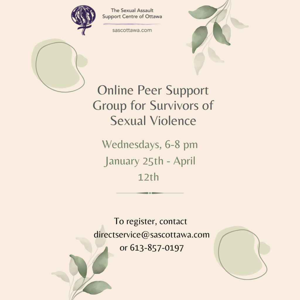 SASC Ottawa General Online Support Group Starting January 25th